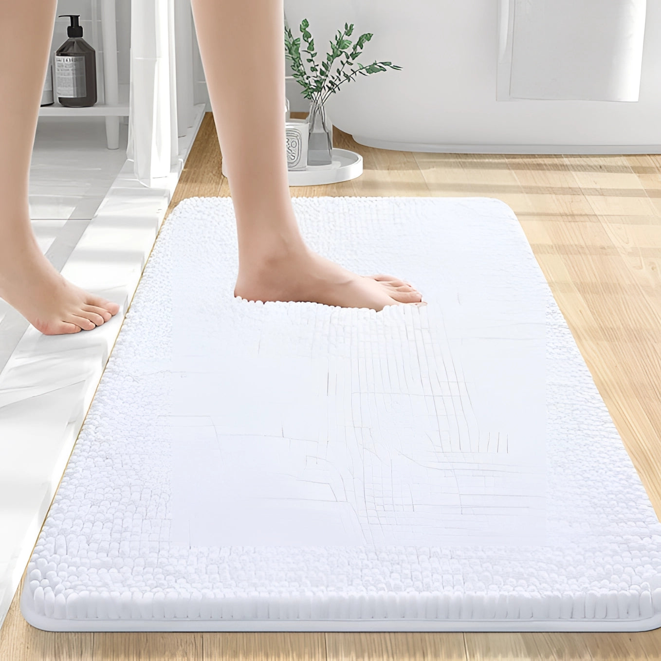 High-Absorbency Quick-Dry Beige Bath Mat - Durable & Soft Rug