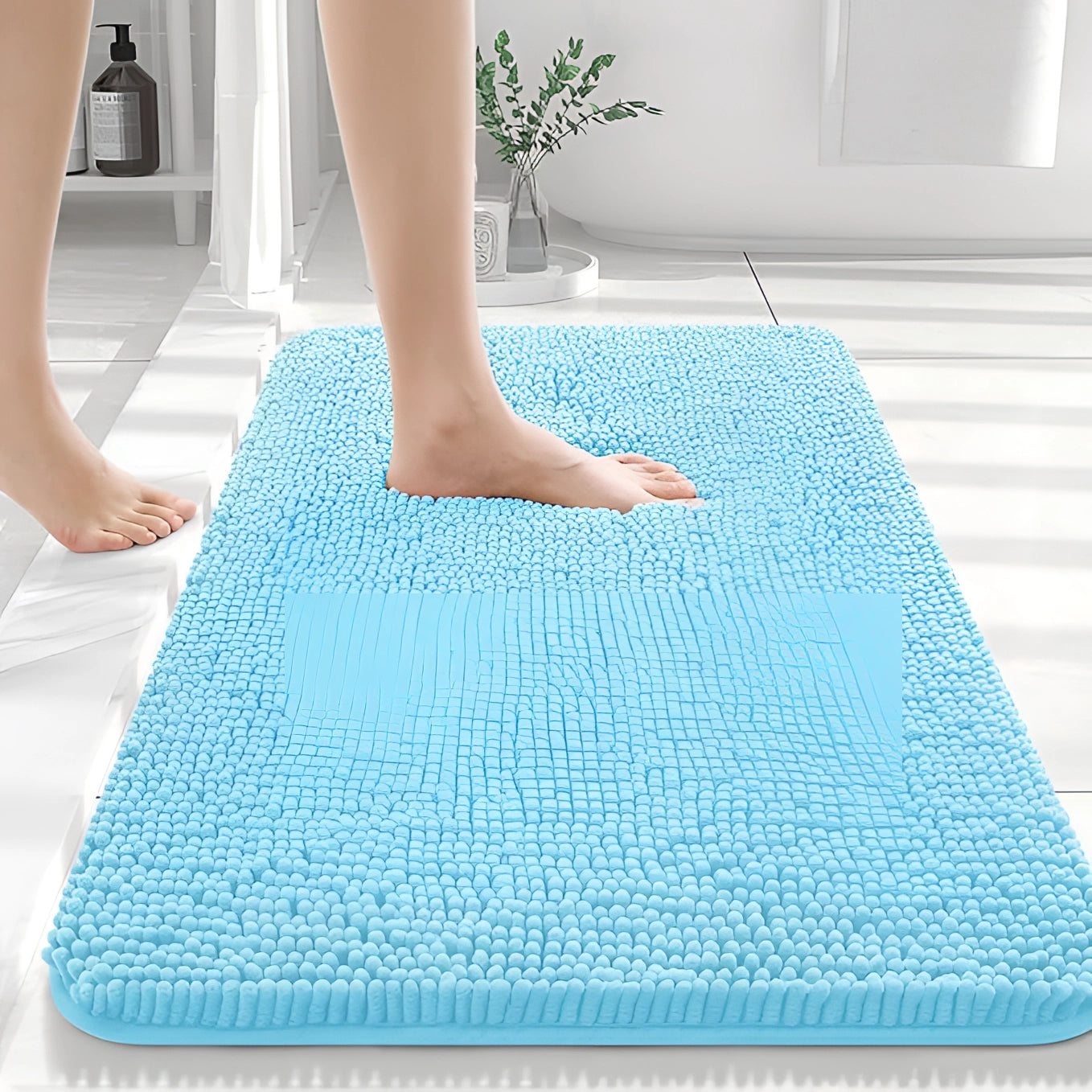 High-Absorbency Quick-Dry Beige Bath Mat - Durable & Soft Rug