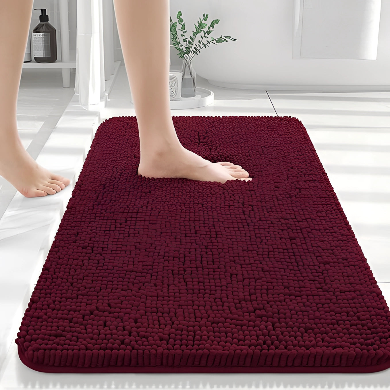 High-Absorbency Quick-Dry Beige Bath Mat - Durable & Soft Rug
