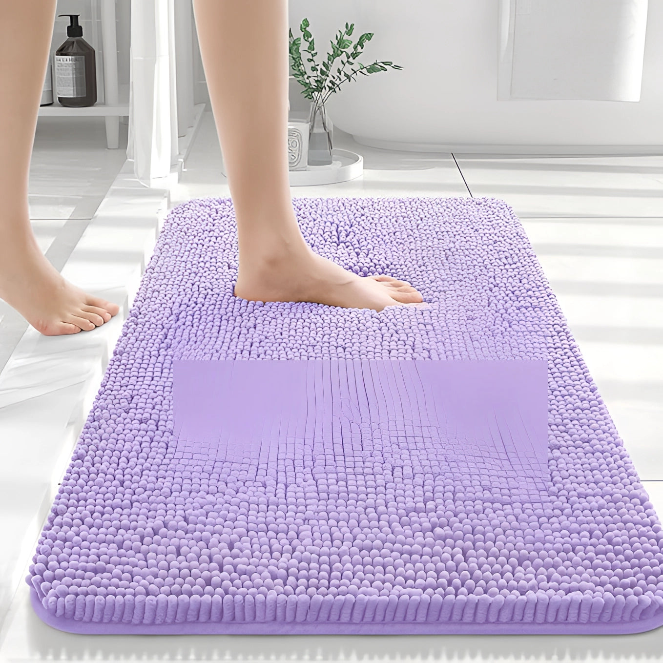 High-Absorbency Quick-Dry Beige Bath Mat - Durable & Soft Rug