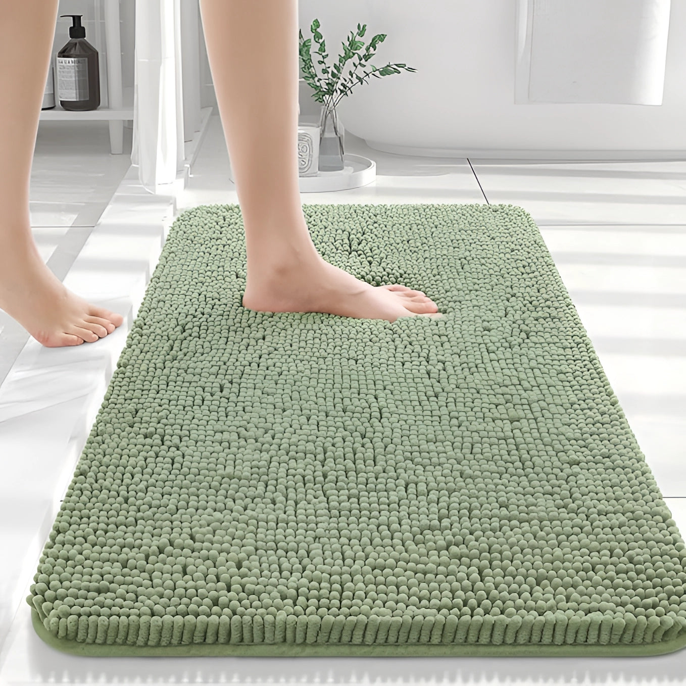 High-Absorbency Quick-Dry Beige Bath Mat - Durable & Soft Rug