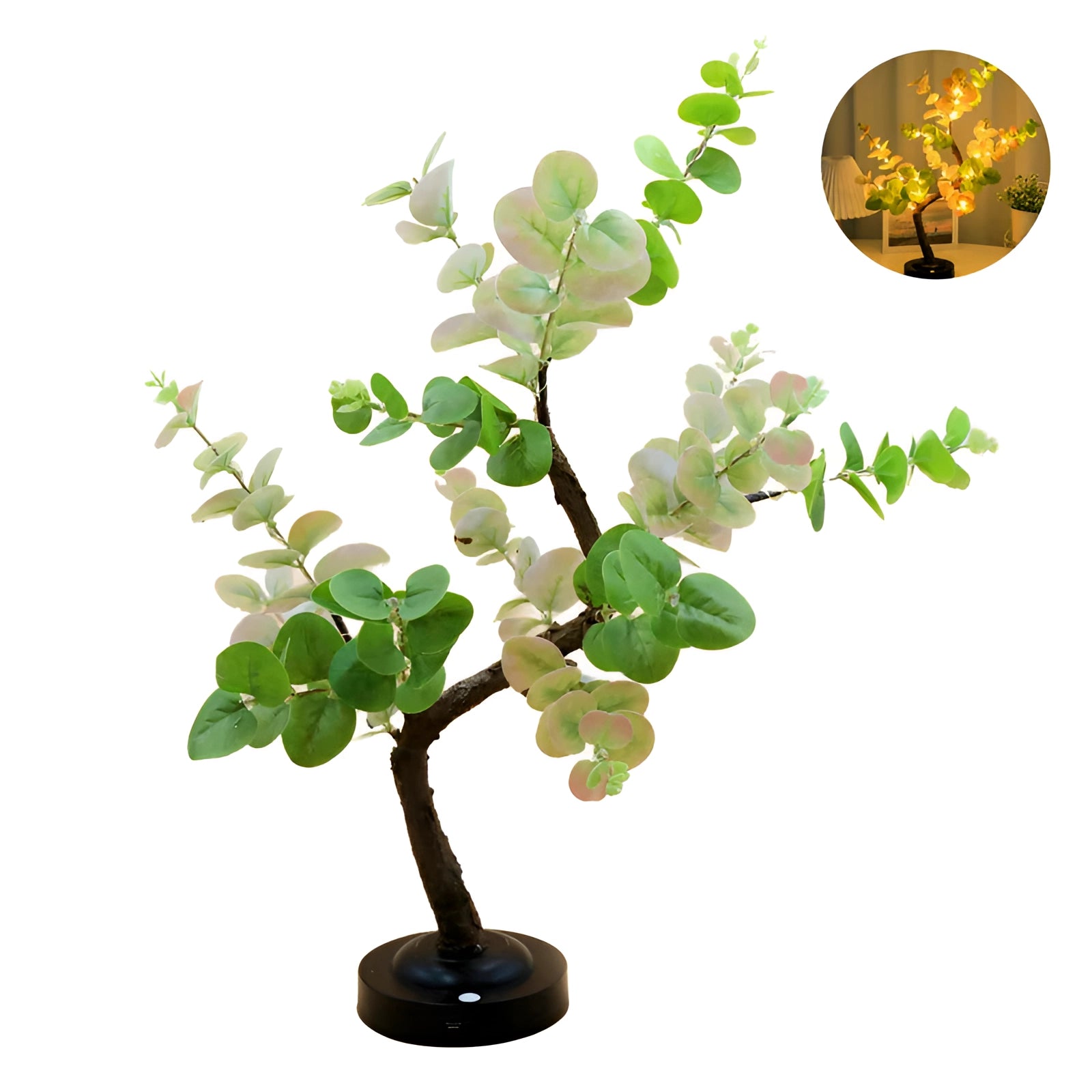 Artificial olive tree with LED lights featuring realistic branches and leaves, set in a decorative flowerpot, ideal for indoor decoration and creating a cozy ambiance.