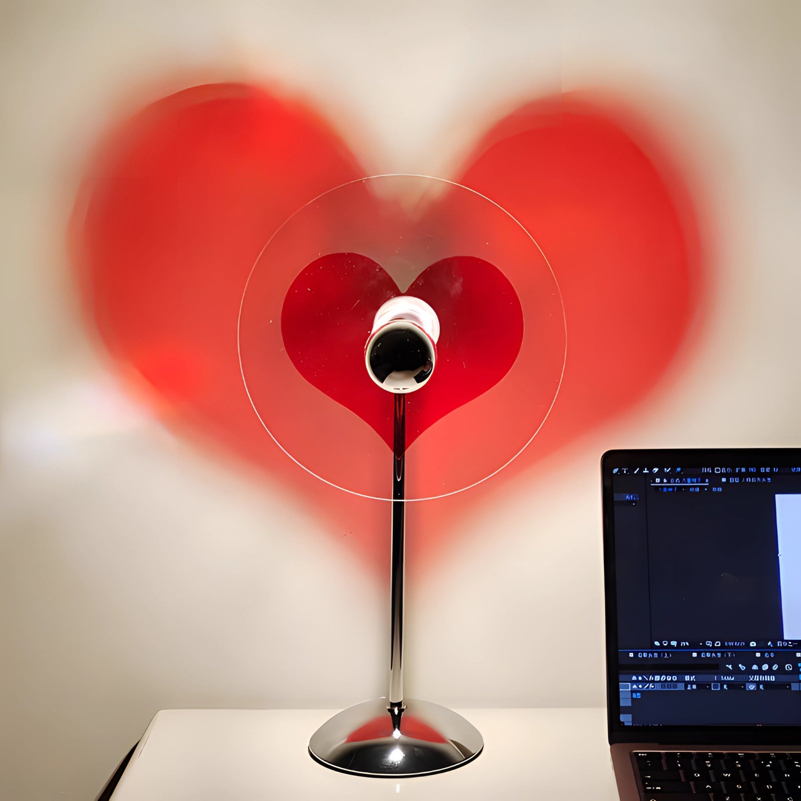 LED heart projector lamp with a romantic red light display, perfect for Valentine's Day home decor.