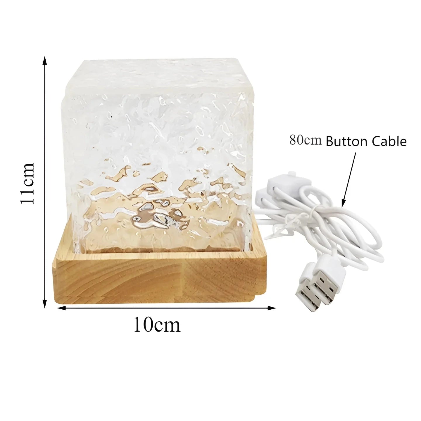 Blue LED ice cube light glowing in the dark with a rectangular shape, resembling a decorative sculpture.