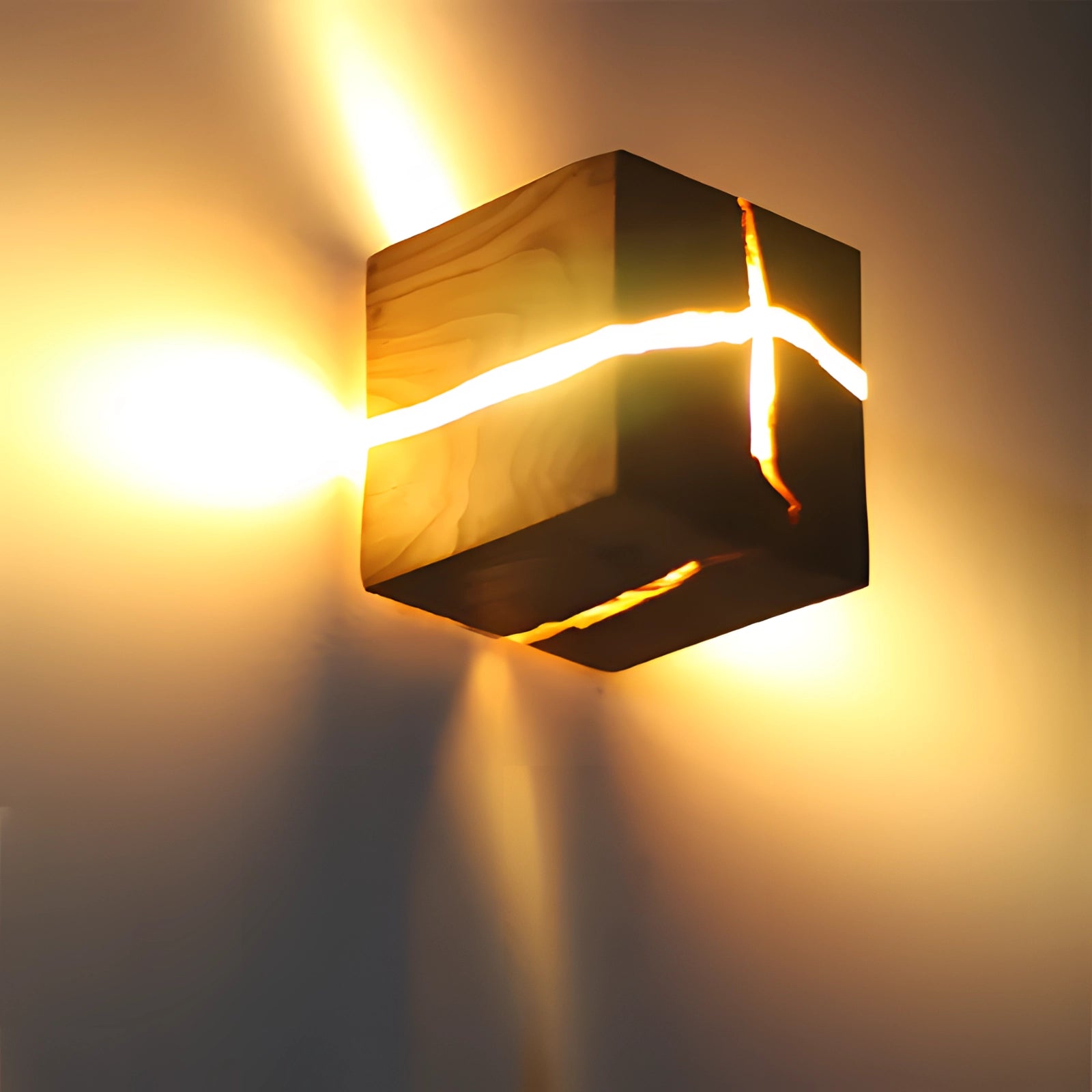 
A minimalist hexagonal LED wooden wall lamp with an eco-friendly design, featuring a warm amber glow. The lamp showcases a natural wood texture and is mounted on a wall, exemplifying a blend of modern and rustic aesthetics.