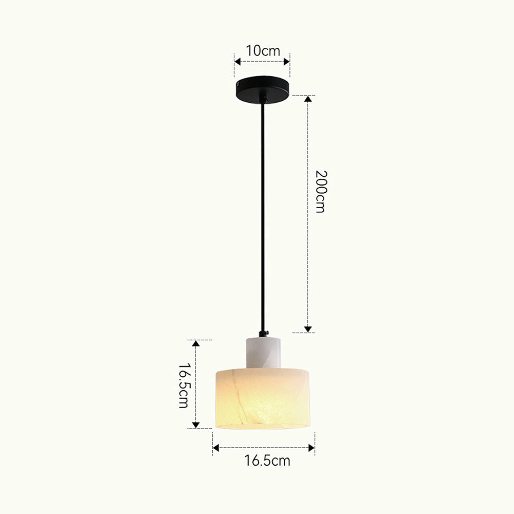 Luxury Alabaster Pendant Light made from natural stone with a minimalist design, rectangular shape hanging from the ceiling.