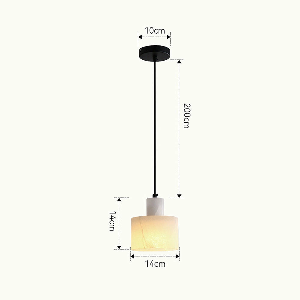 Luxury Alabaster Pendant Light featuring a minimalist design with a rectangular natural stone shade, suspended from the ceiling as an elegant light fixture.