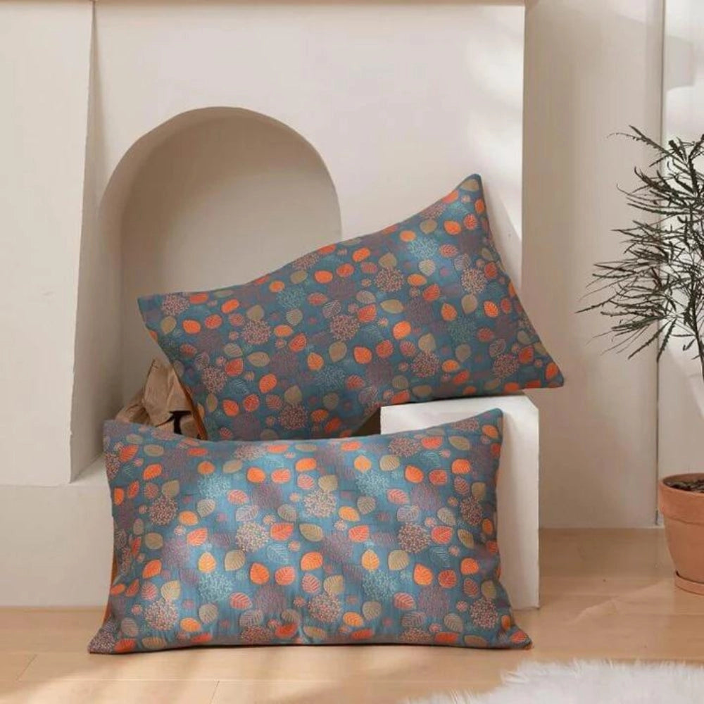 Luxury Blue-Orange Floral Bedding Set - Modern Stylish Duvet Cover