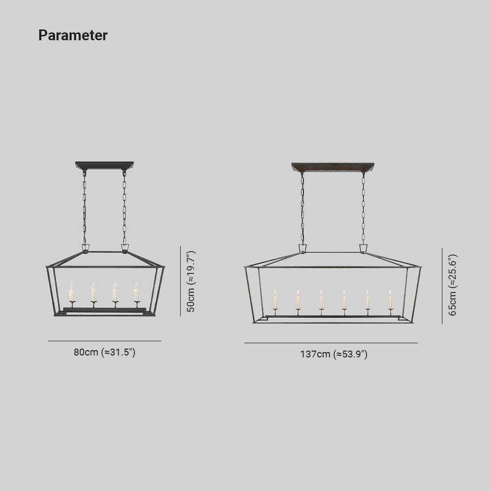 Luxury brass LED geometric pendant chandelier with a sleek, symmetrical design featuring rectangular and cylindrical elements, suspended in a modern pendant style.
