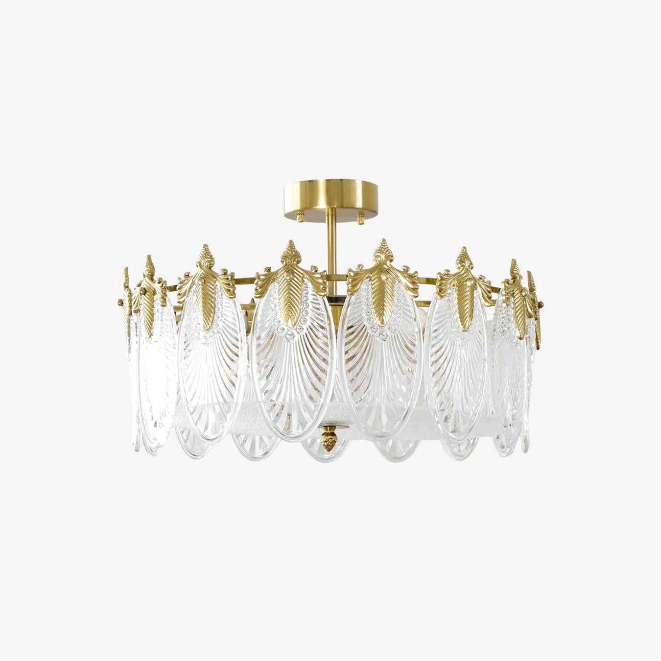 Luxury Crystal Chandelier with Gold Leaf Vintage Design Ceiling Light Fixture featuring intricate metalwork and sparkling crystals.