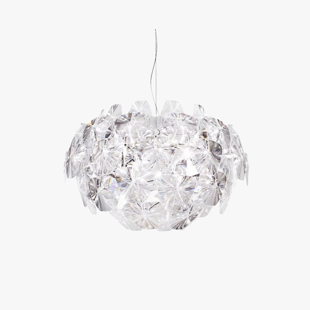 
A modern luxury crystal pendant light featuring an elegant circular design with glass and metal elements, ideal for enhancing contemporary decor as a chandelier ceiling fixture.