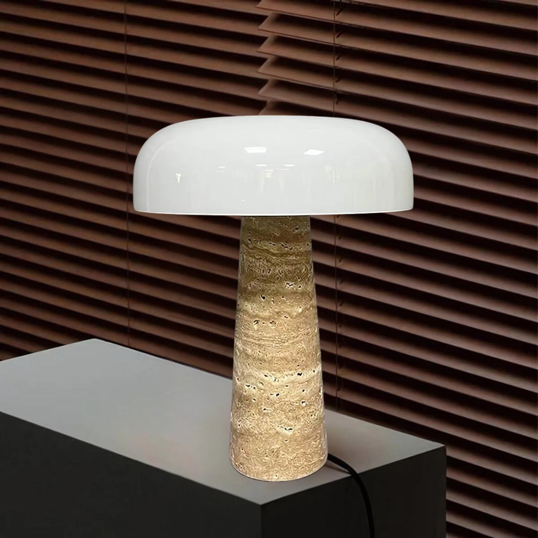 Luxury designer cork table lamp with a modern rectangular shape, featuring eco-friendly cork material and a sleek shade.