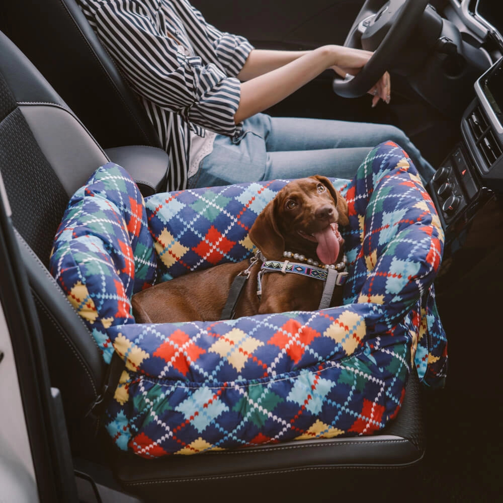 Luxury Dog Car Seat - Secure Non-Slip Booster with Seatbelt Harness