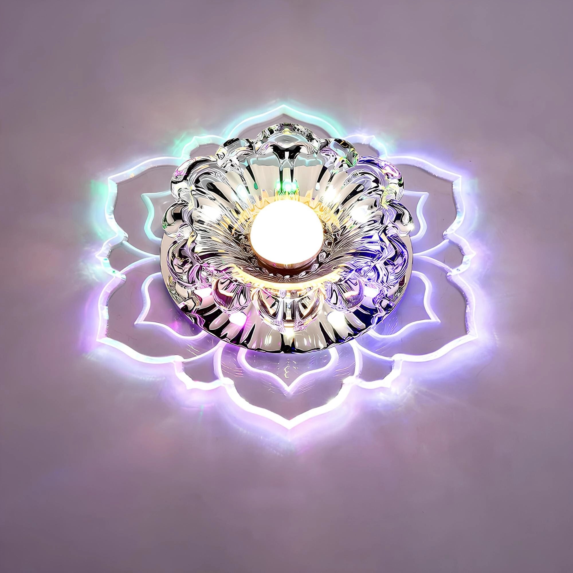 Luxury crystal ashtray with elegant floral design, featuring a symmetrical circular pattern in electric blue hues, serving as a high-end decorative art piece.