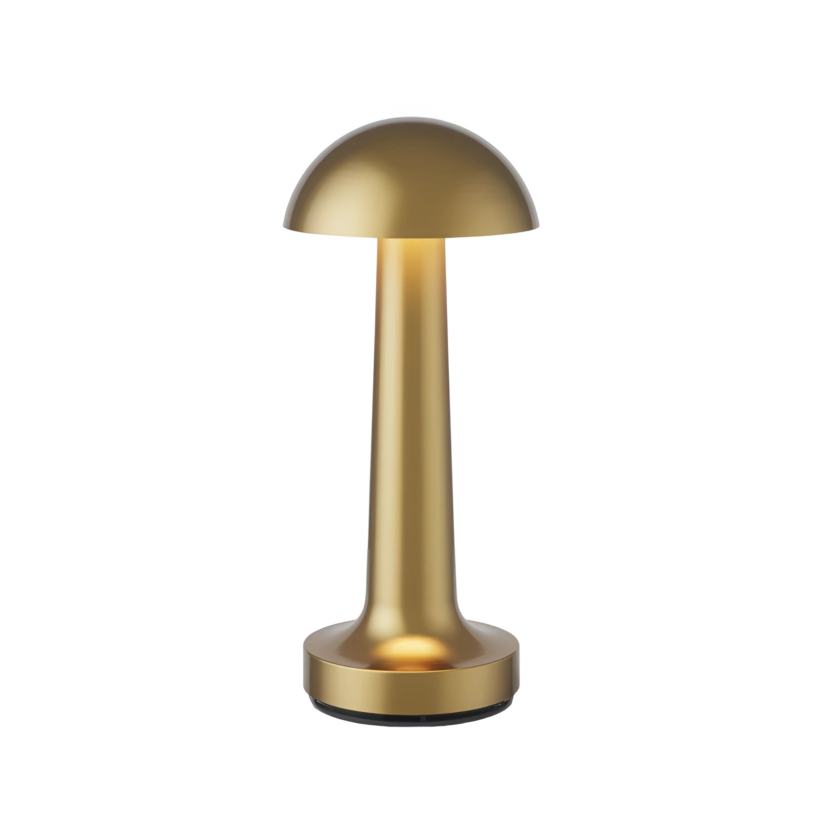 Elegant gold cordless table lamp with a dome-shaped shade, featuring a rechargeable design, suitable for dining and interior decor.