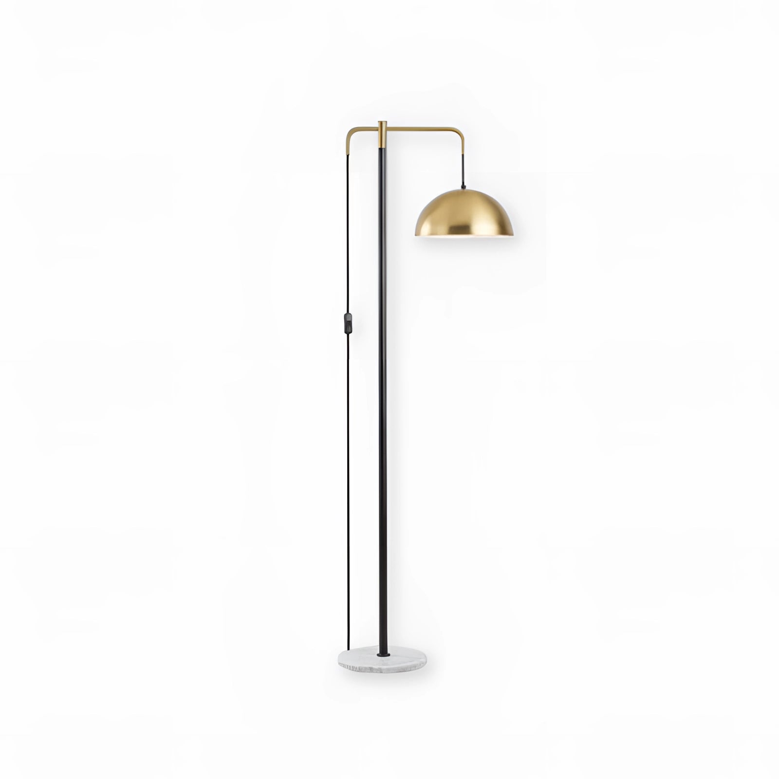 Luxury gold dome floor lamp with modern design, adjustable height, and a sturdy marble base.