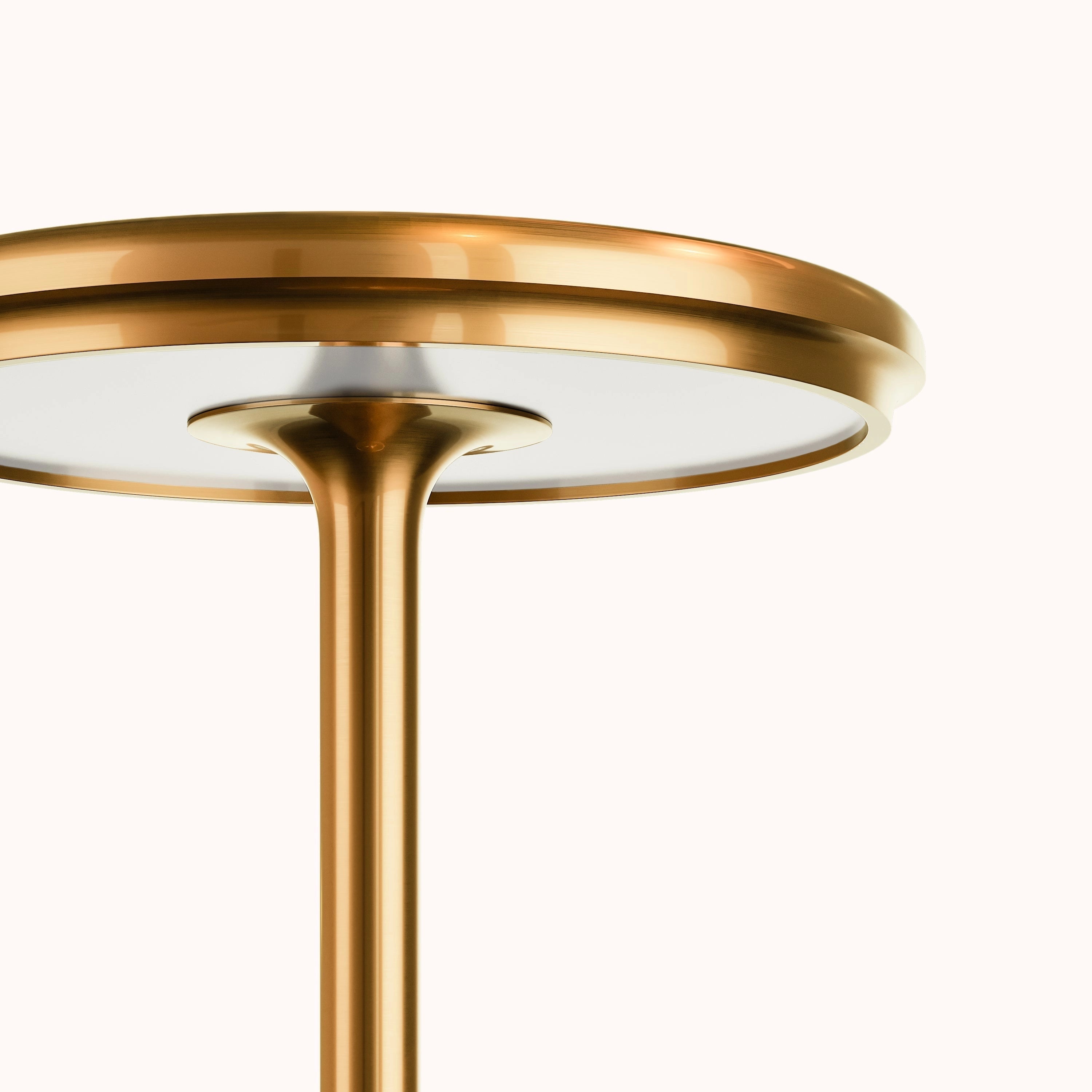 Luxury gold LED floor lamp with a modern minimalist design, featuring a sleek metal structure and a clear glass shade, illuminating a room with elegance and contemporary style.