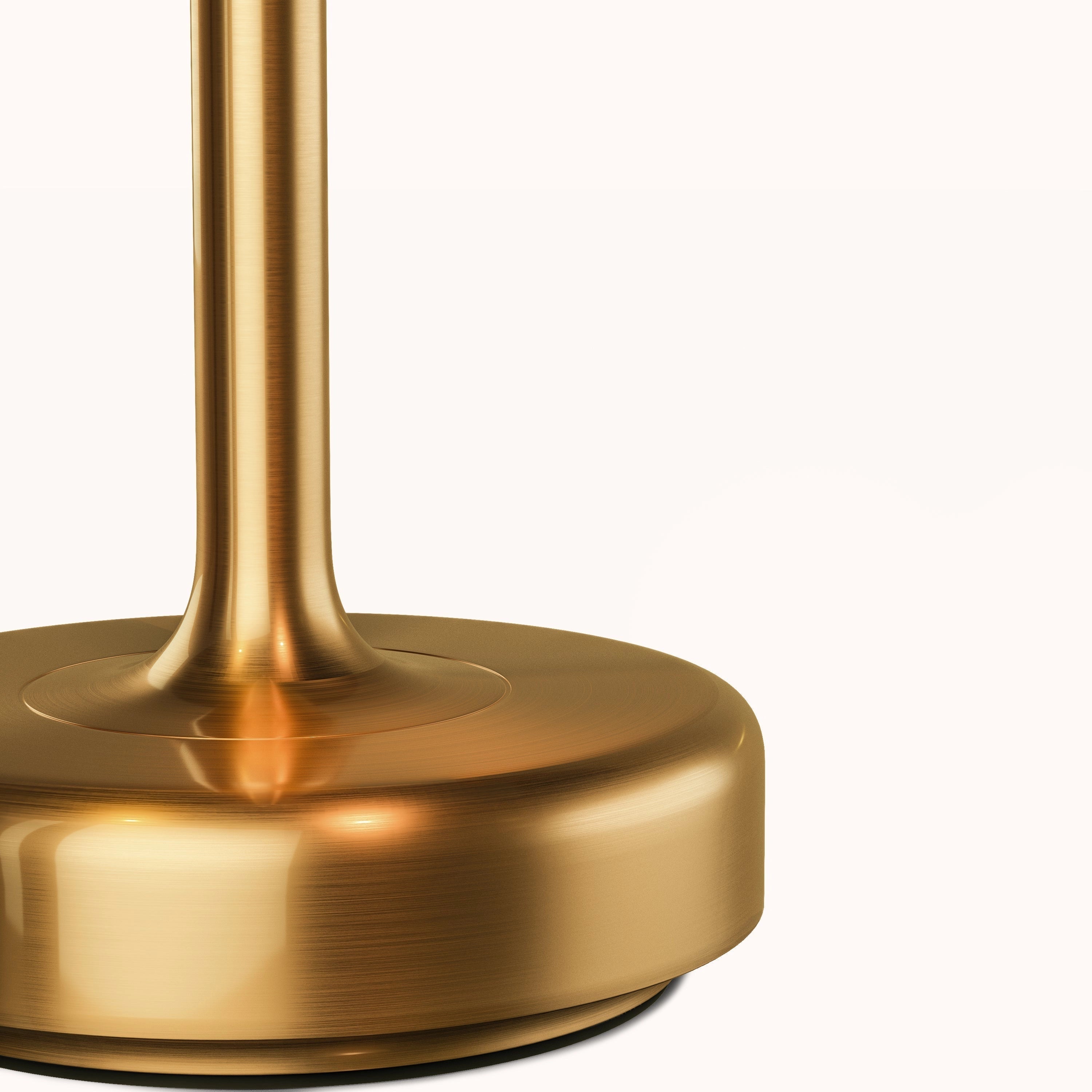 A modern minimalist luxury gold LED floor lamp with a sleek metal design, set against elegant hardwood flooring.