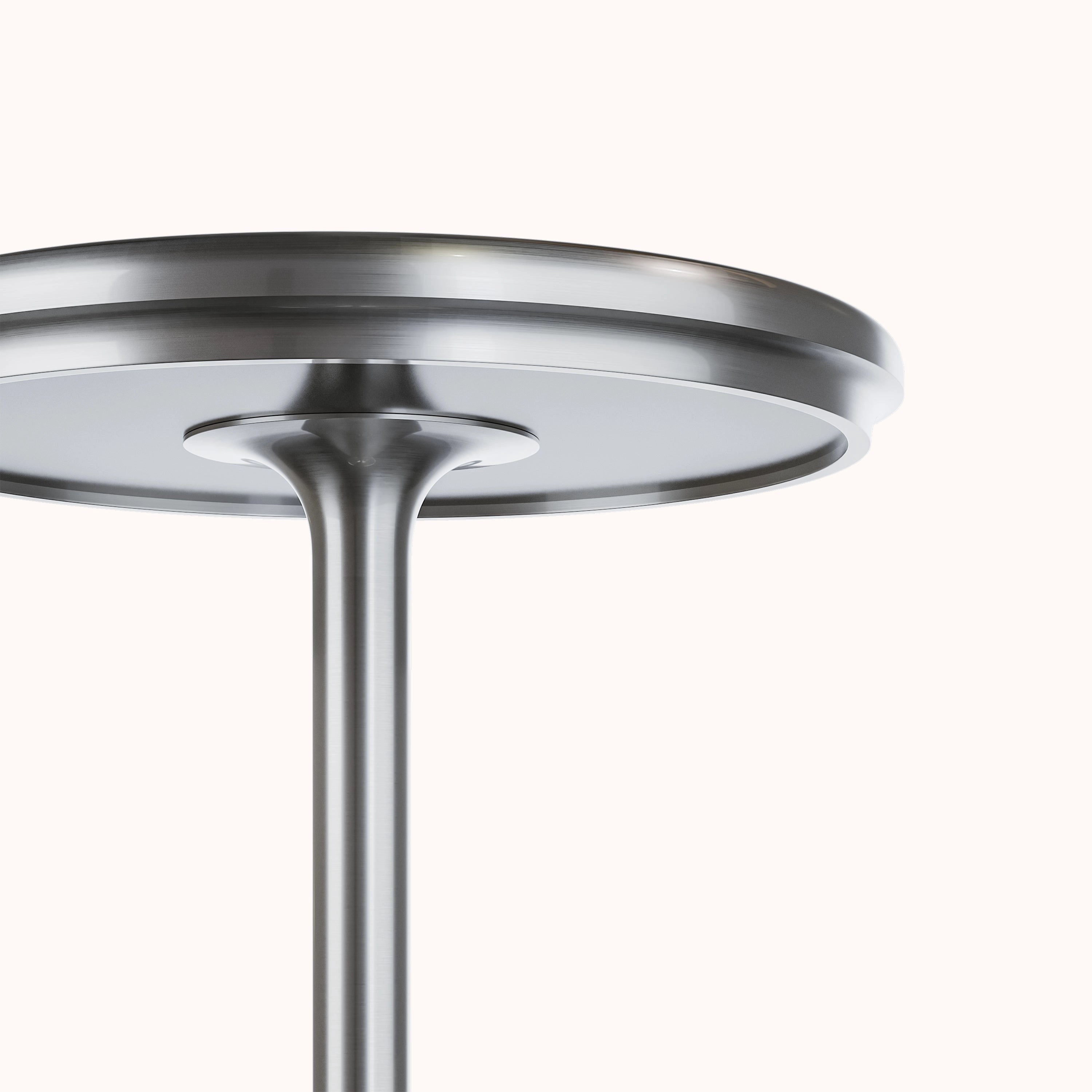 Luxury gold LED floor lamp with a sleek, modern minimalist design featuring a circular metal base and transparent glass elements.