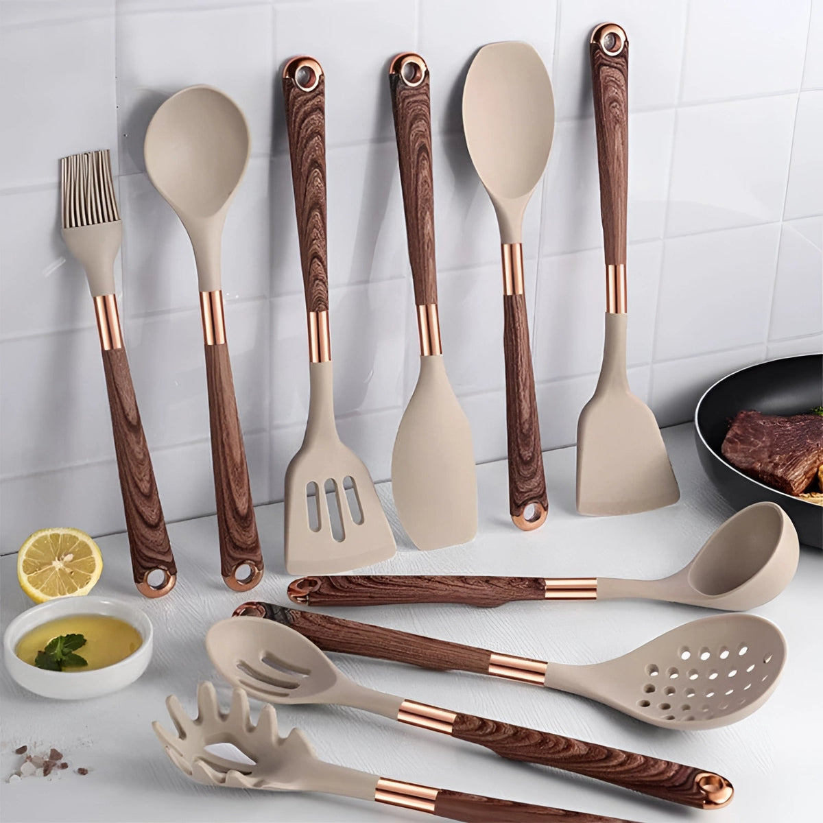 Elegant 10-Piece Heat-Resistant Kitchen Tool Collection