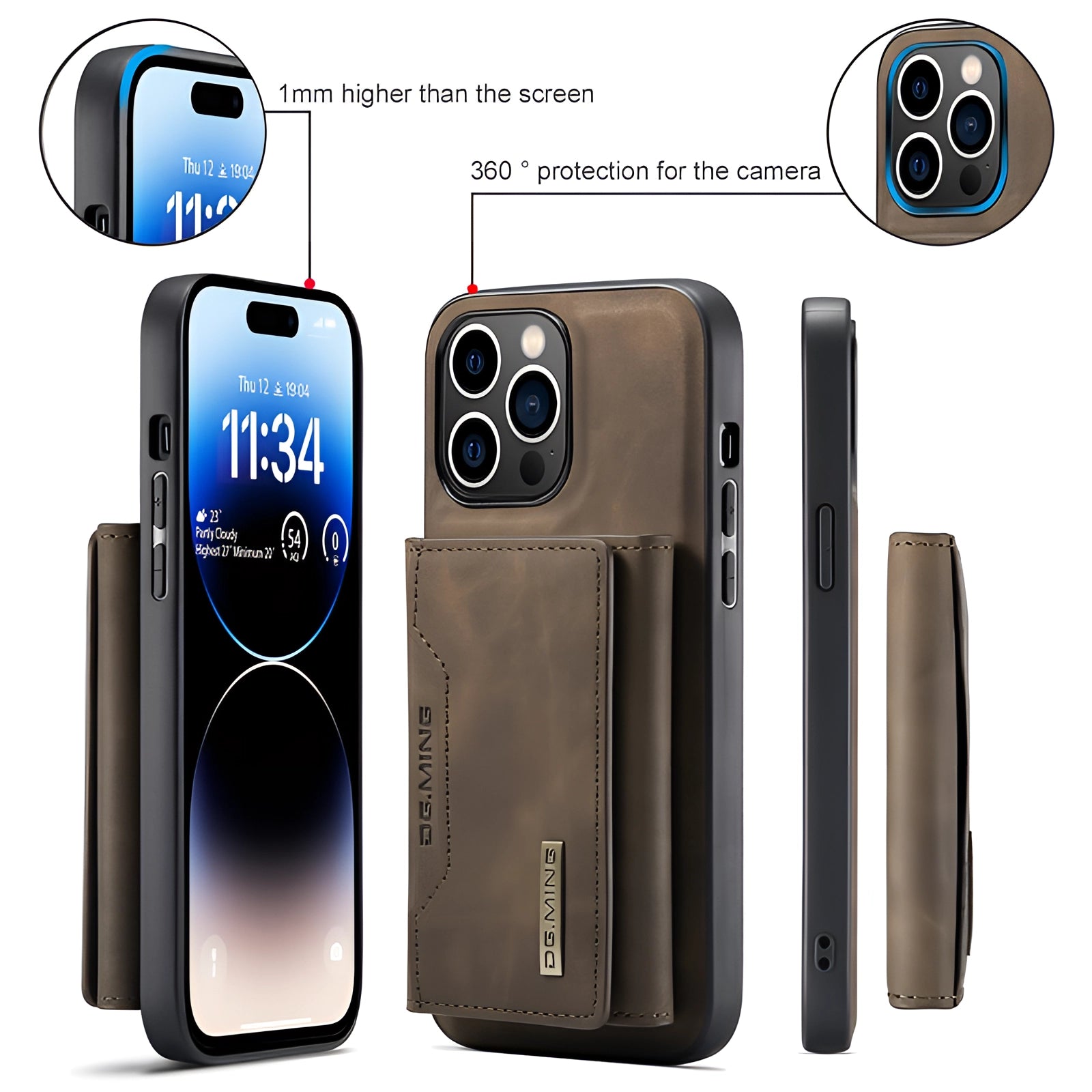 Magnetic 2-in-1 slim leather phone wallet case designed for iPhone, showcasing a sleek and functional accessory for mobile devices, emphasizing portability and everyday carry.