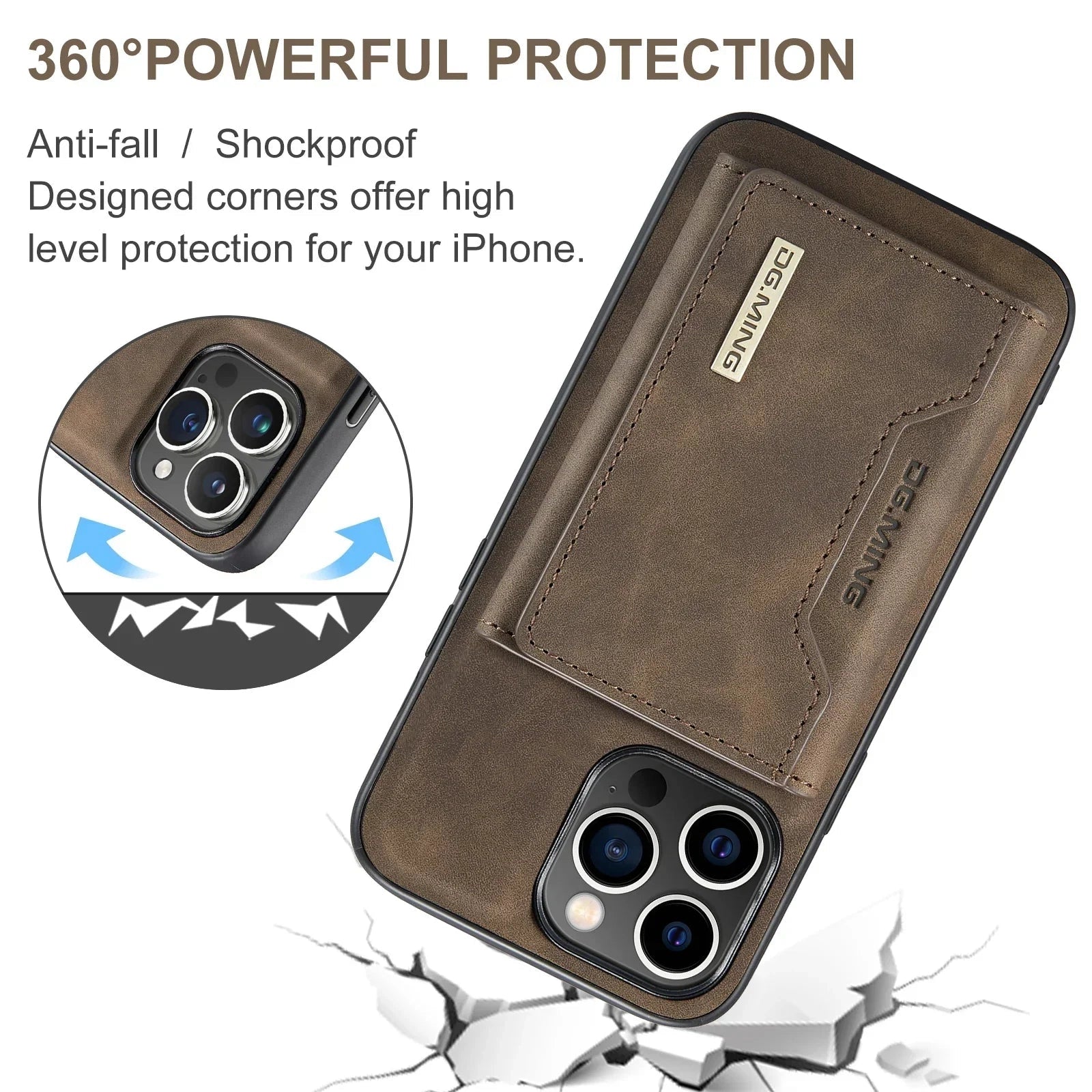 Magnetic 2-in-1 slim leather phone wallet case for iPhone, featuring a sleek design with a rectangular shape, crafted from high-quality leather, and serving as both a protective phone case and a wallet.