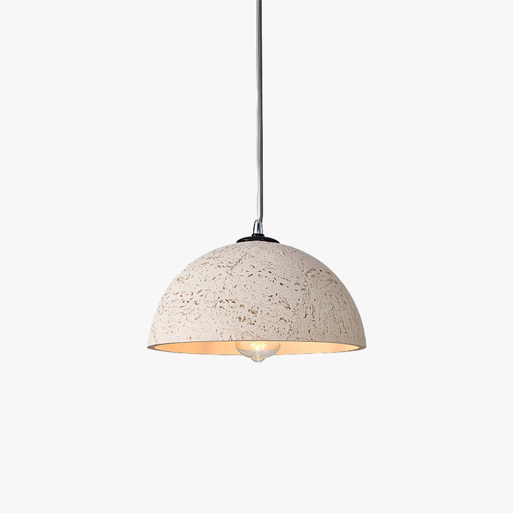 Mid-century minimalist LED pendant light with a speckled shade, featuring a ceiling fixture design made of wood and metal, ideal for enhancing interior spaces with its sleek and modern aesthetic.