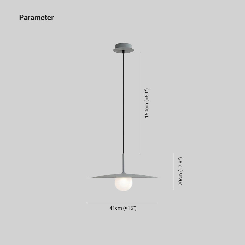 Minimalist black pendant lamp with a Scandinavian design, featuring a sleek, circular metal shade hanging from the ceiling.