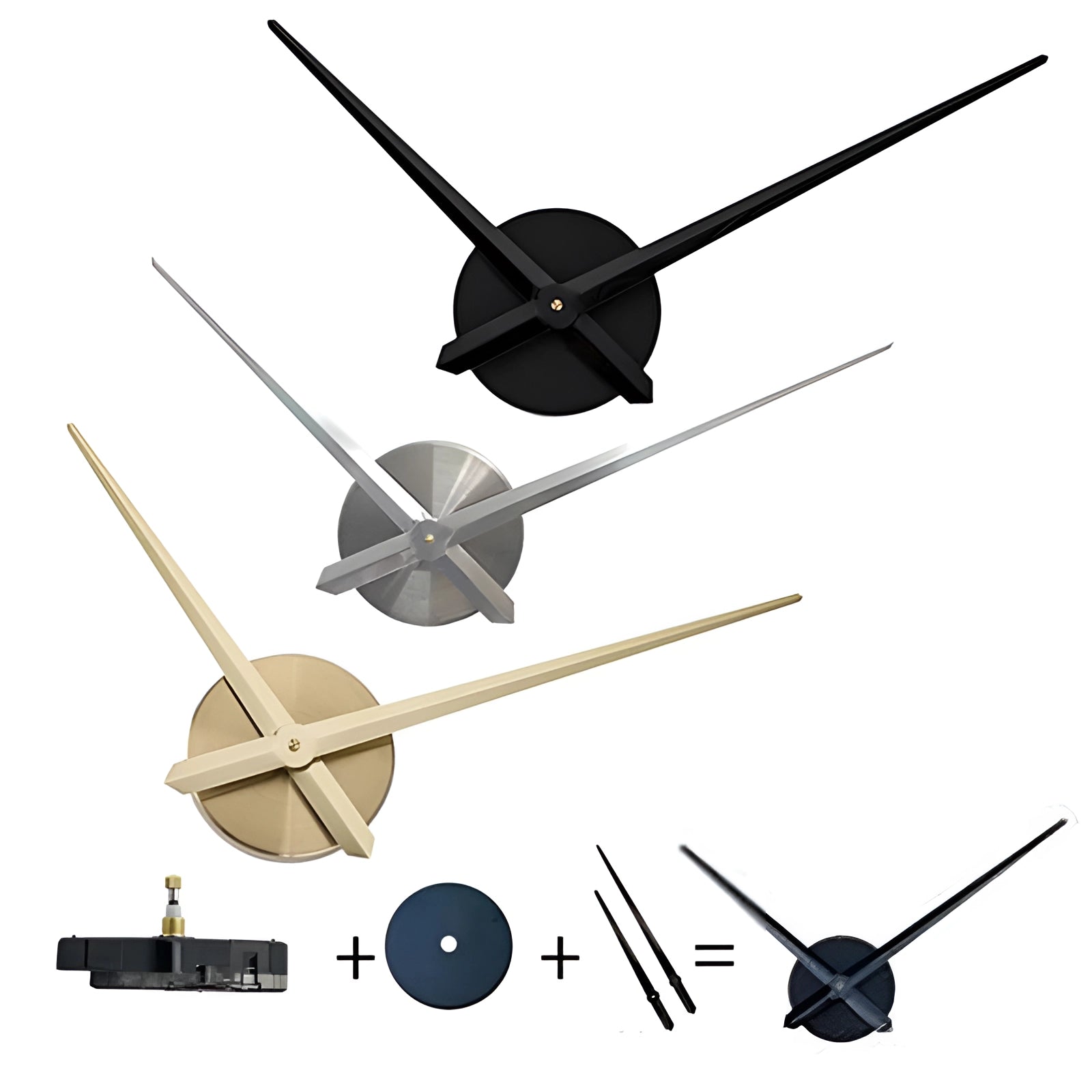 Minimalist Black Wall Clock - Contemporary Design, Large Hands