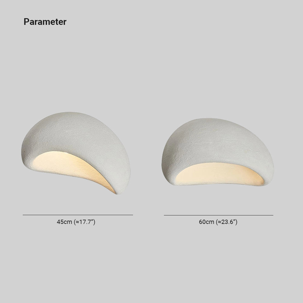 Minimalist Half-Moon Wall Sconce featuring a sleek, oval design with a combination of wood and metal materials, providing ambient interior lighting.
