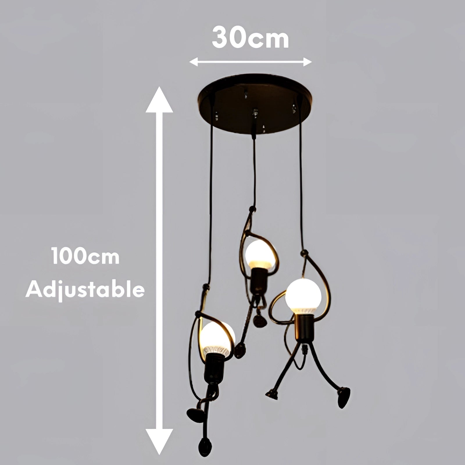 Minimalist modern pendant light with a round shape and adjustable metal ceiling fixture, emitting cool white light.