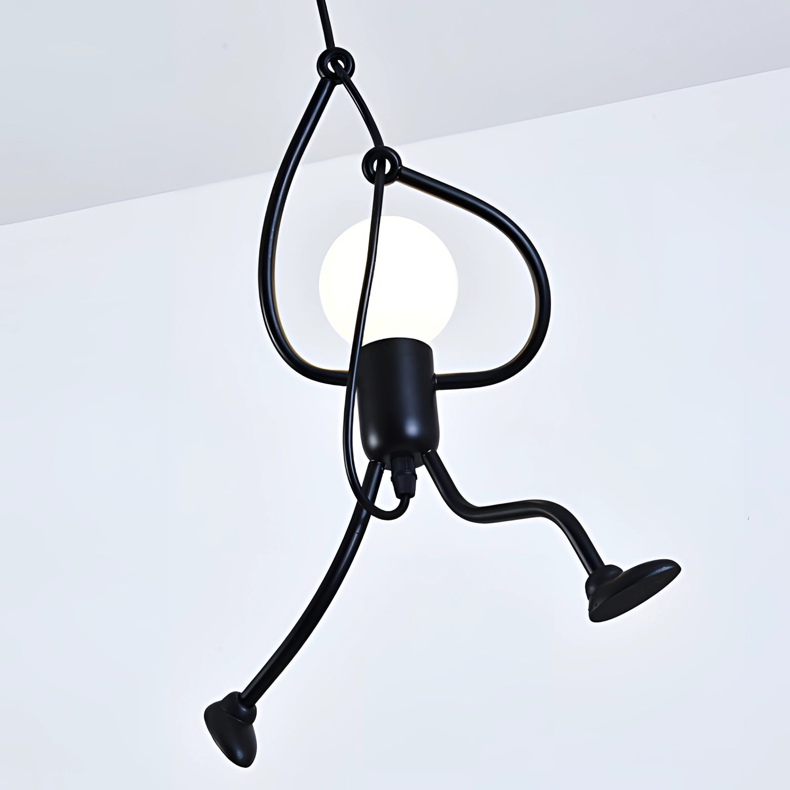 Minimalist modern pendant light with an adjustable metal structure, designed as a ceiling fixture, showcasing a symmetrical and balanced aesthetic.