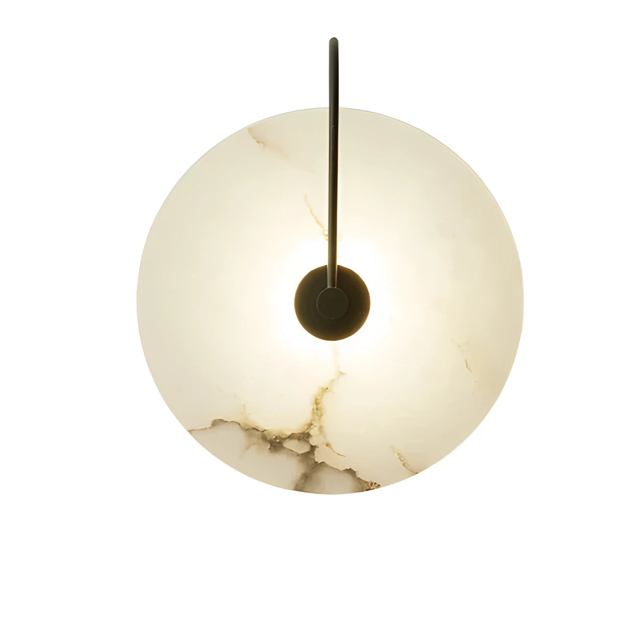 Minimalist Nordic LED wall light in a sleek black finish, measuring 20x25cm, emitting a cool white glow. The design features a circular shape, ideal for modern bedroom lighting.