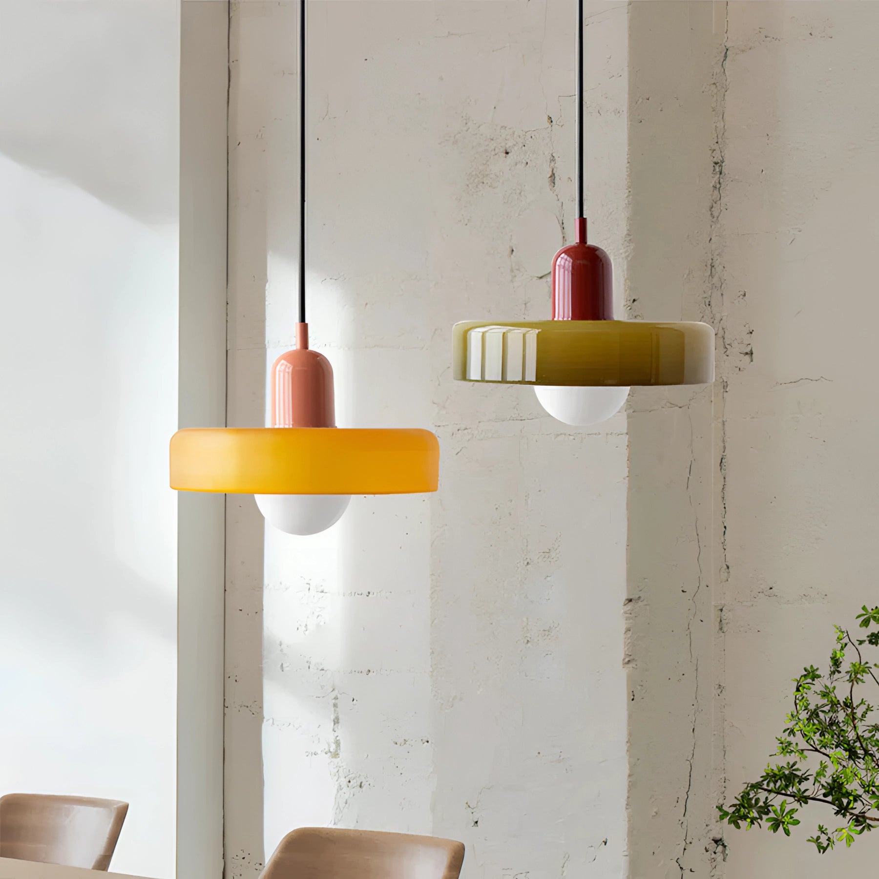 Minimalist Red & White LED Pendant - Scandinavian Ceiling Light