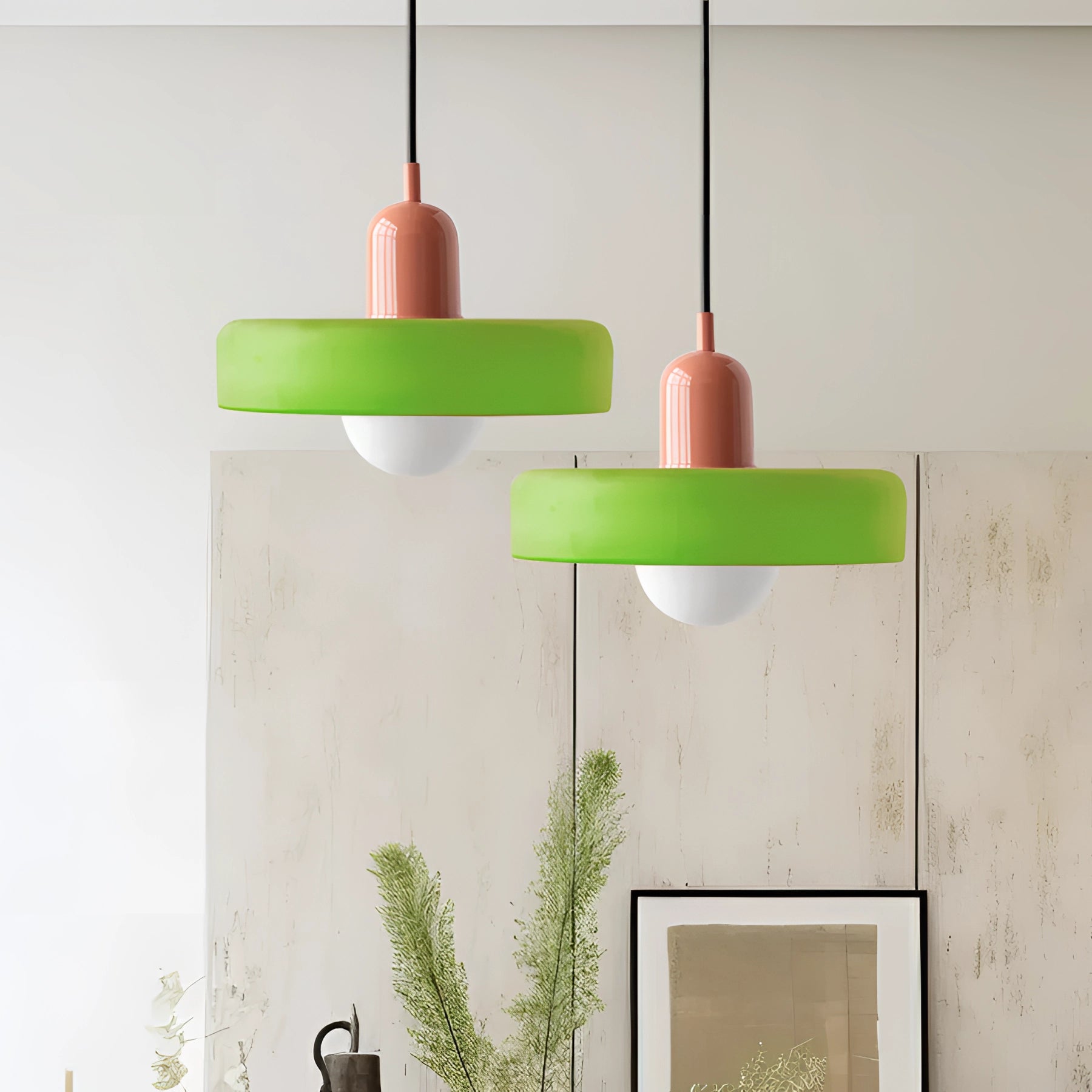 Minimalist Red & White LED Pendant - Scandinavian Ceiling Light