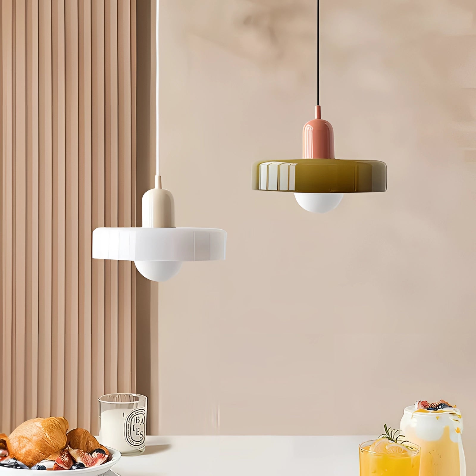 Minimalist Red & White LED Pendant - Scandinavian Ceiling Light