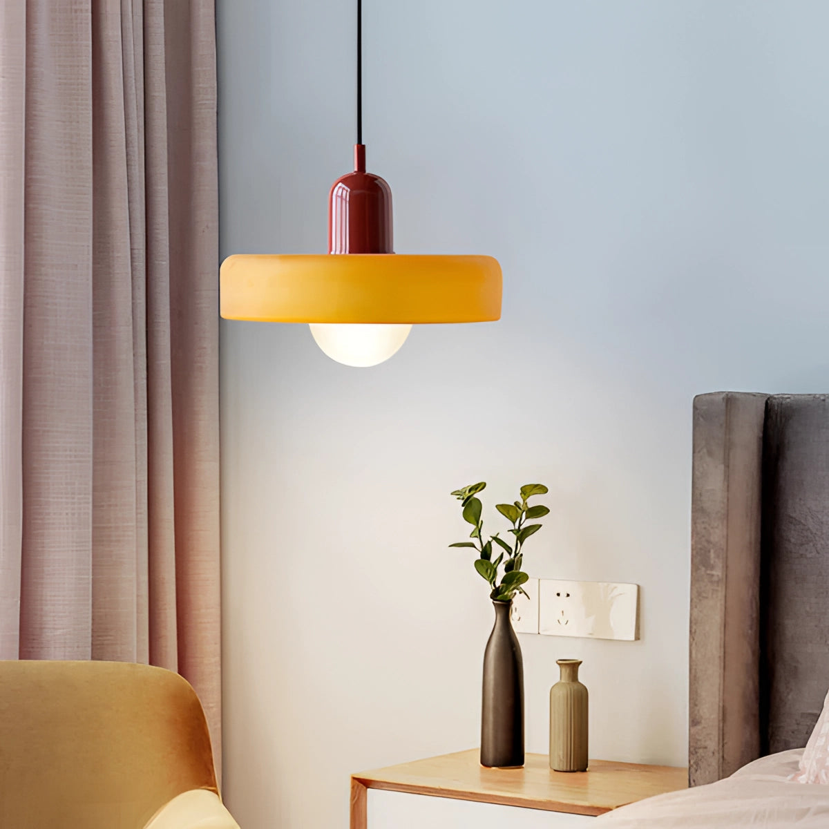 Minimalist Red & White LED Pendant - Scandinavian Ceiling Light
