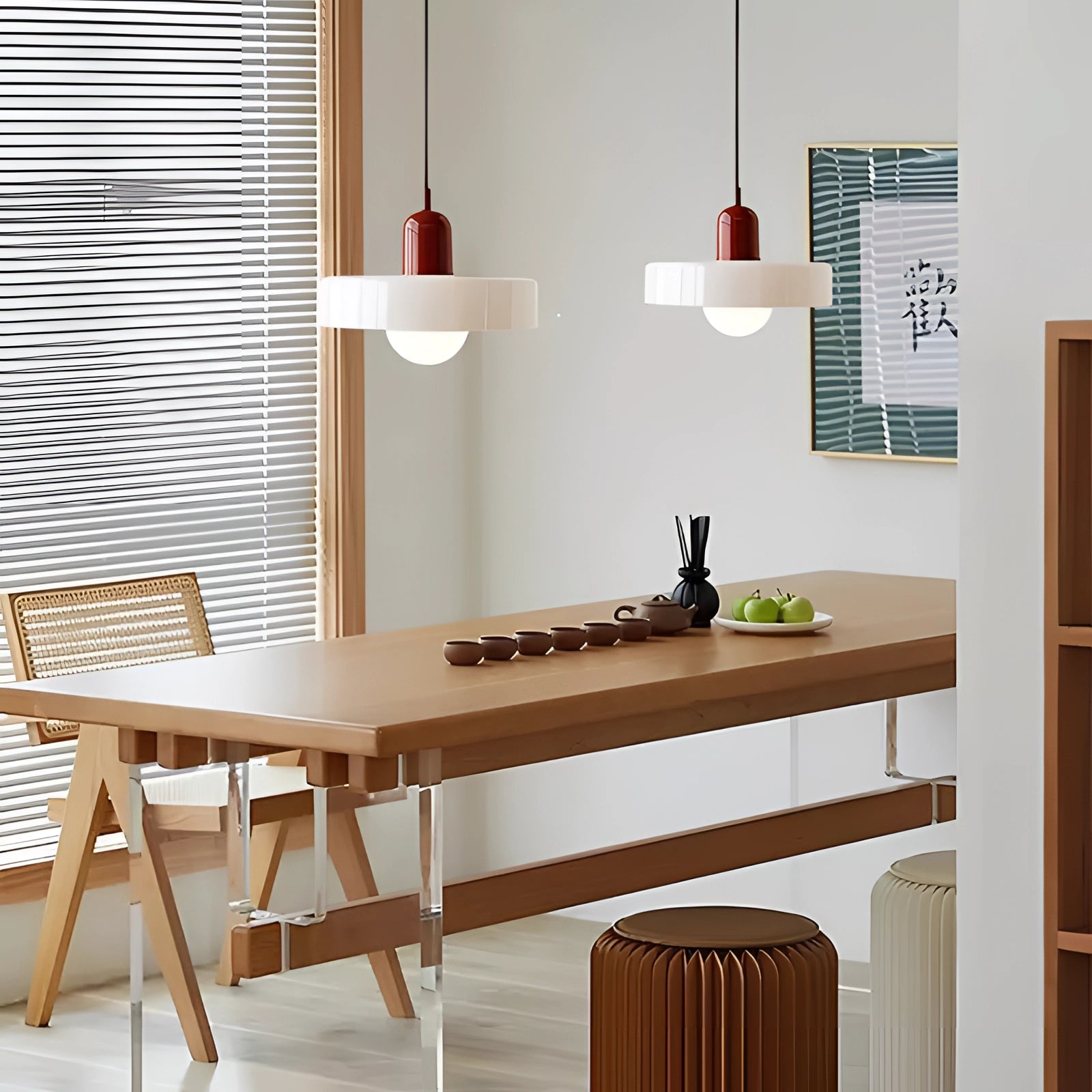 Minimalist Red & White LED Pendant - Scandinavian Ceiling Light