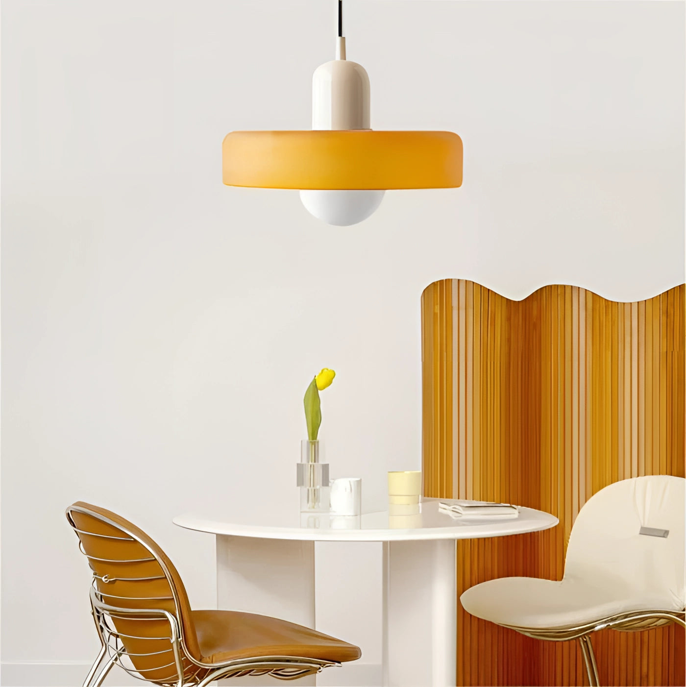Minimalist Red & White LED Pendant - Scandinavian Ceiling Light