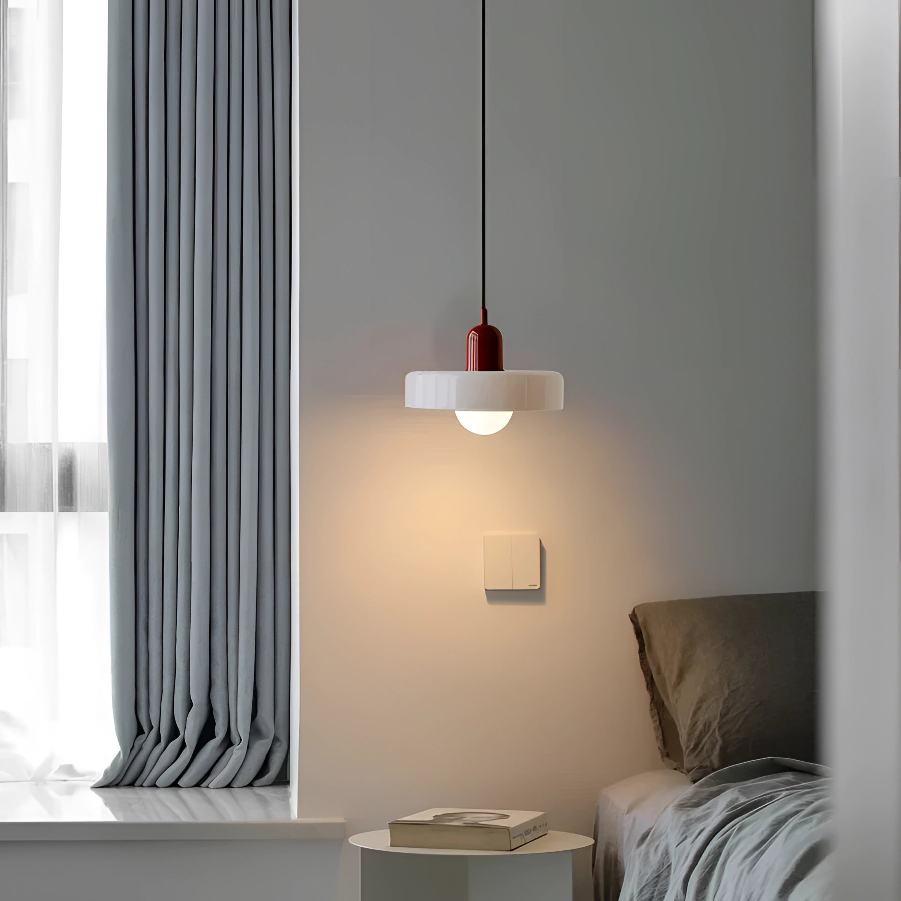Minimalist Red & White LED Pendant - Scandinavian Ceiling Light