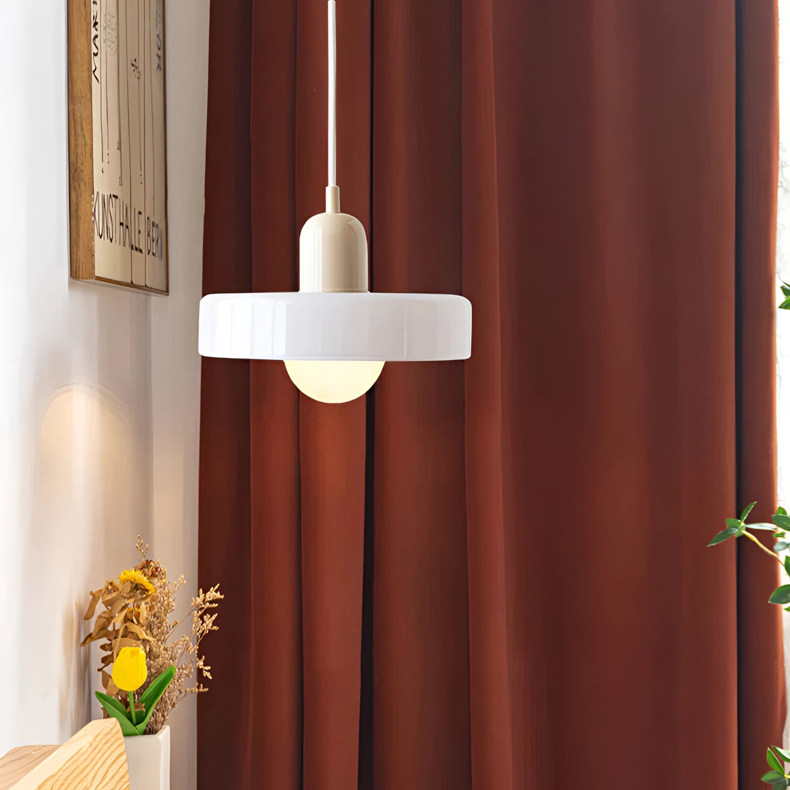 Minimalist Red & White LED Pendant - Scandinavian Ceiling Light