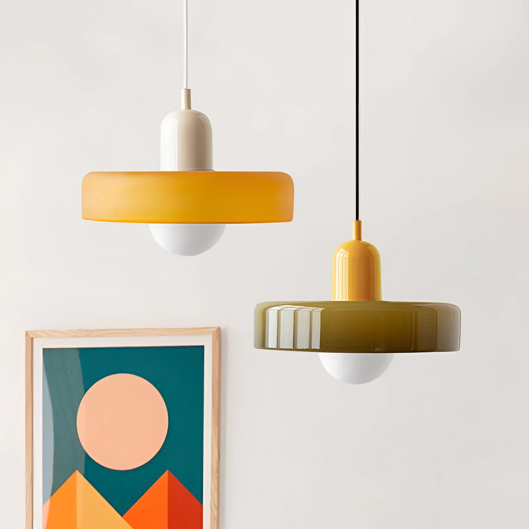 Minimalist Red & White LED Pendant - Scandinavian Ceiling Light