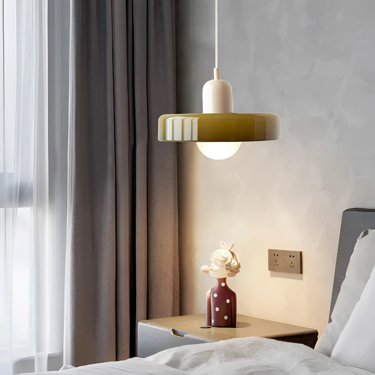 Minimalist Red & White LED Pendant - Scandinavian Ceiling Light