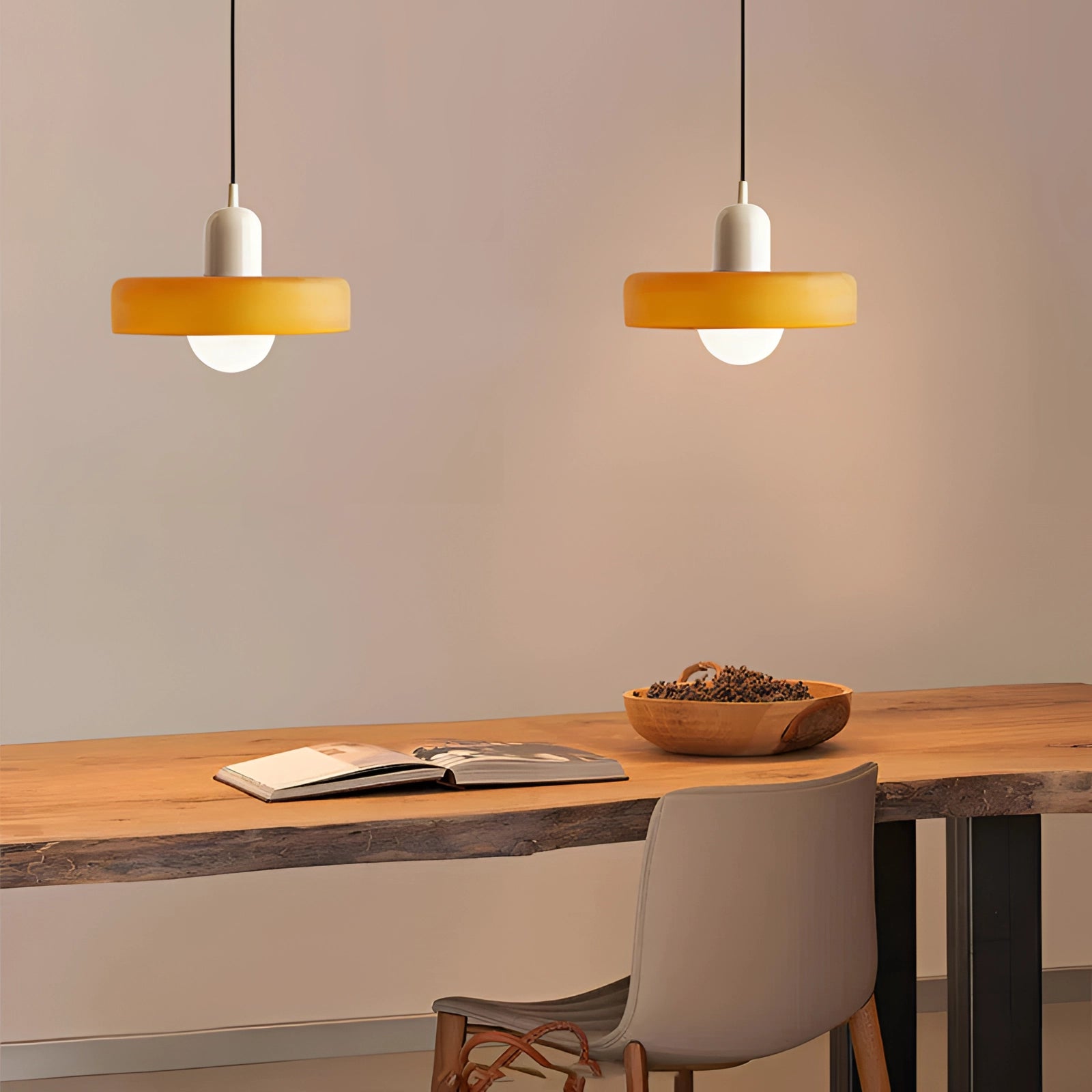 Minimalist Red & White LED Pendant - Scandinavian Ceiling Light