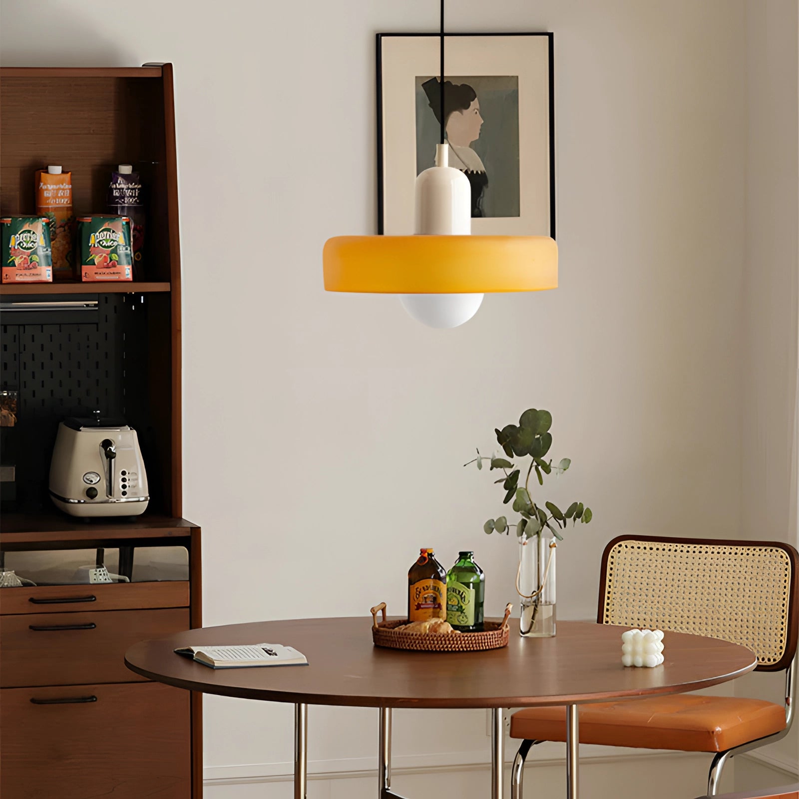 Minimalist Red & White LED Pendant - Scandinavian Ceiling Light