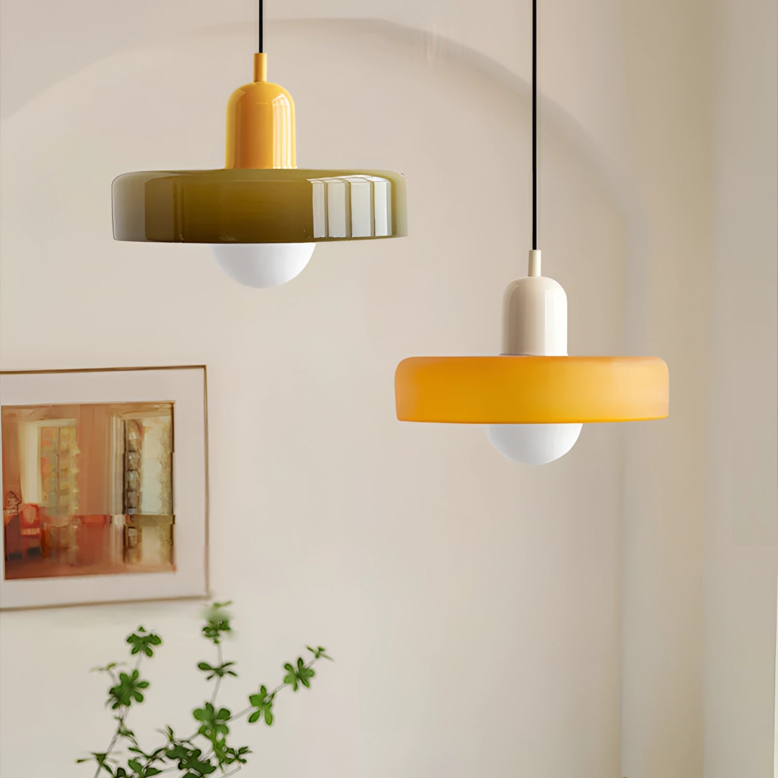 Minimalist Red & White LED Pendant - Scandinavian Ceiling Light
