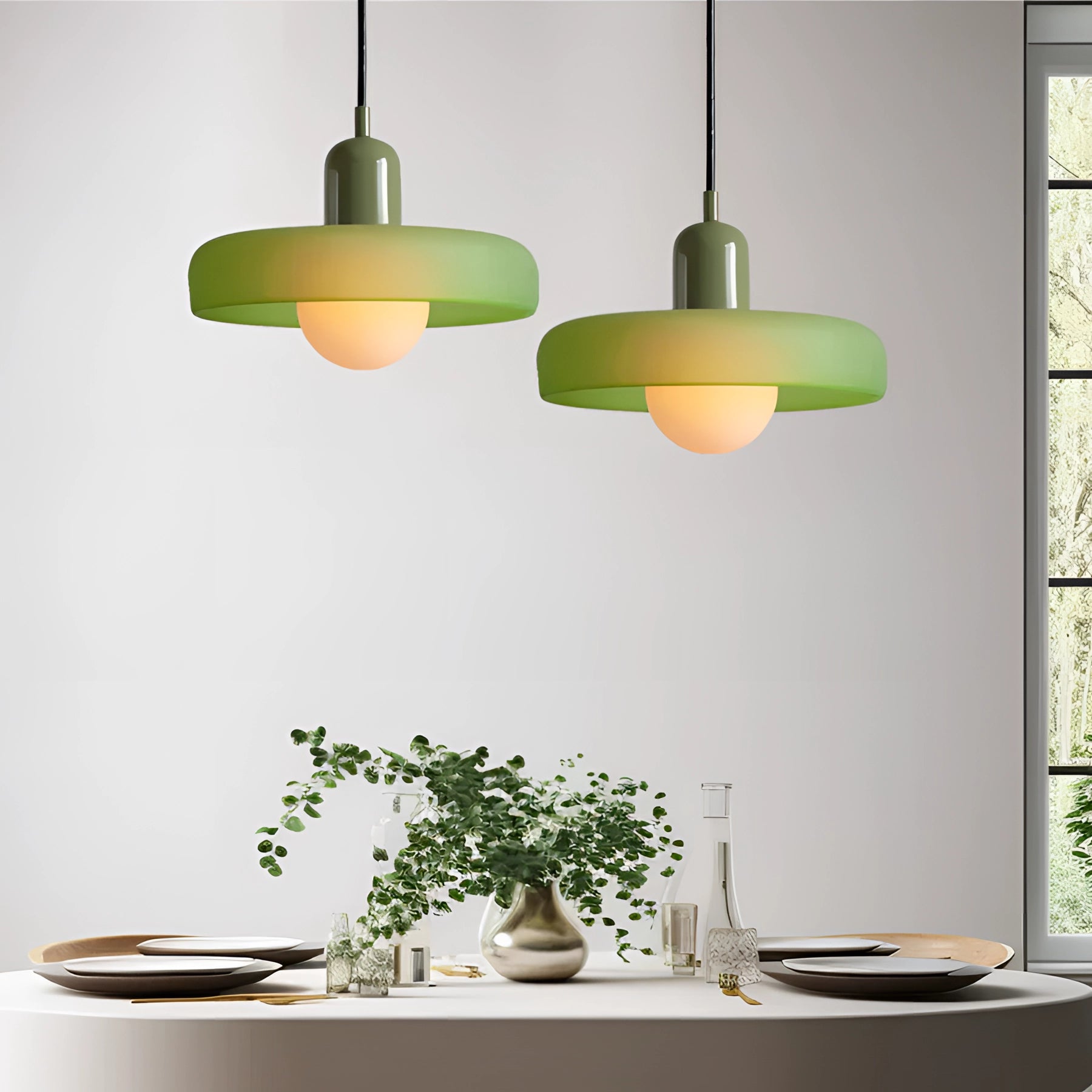 Minimalist Red & White LED Pendant - Scandinavian Ceiling Light