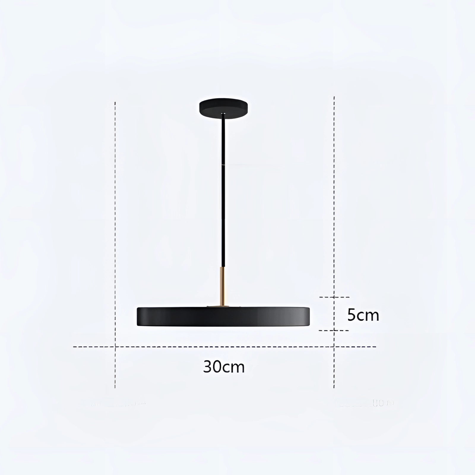 Minimalist Scandinavian LED pendant light with a sleek black finish and adjustable design, featuring a 30cm circular fixture suitable for dining areas, capable of continuous dimming for ambiance control.