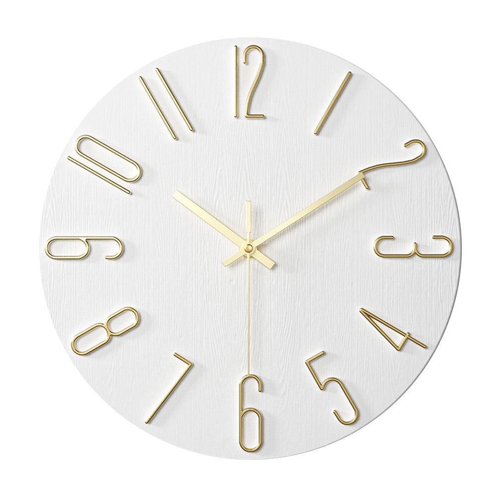 Minimalist soft pink Scandinavian wall clock with a modern design, featuring a circular shape with a clean and simple font. The clock is made from natural materials with metal accents, ideal for contemporary interior decor.