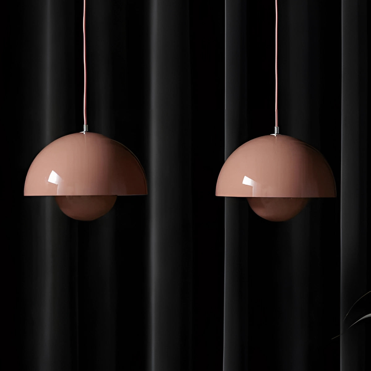 Minimalist white dome pendant light with a Scandinavian design, featuring a smooth, sleek lampshade hanging from the ceiling as an elegant lighting accessory for dining and kitchen spaces.